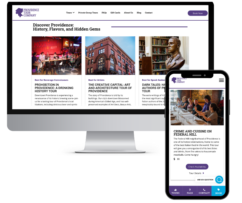 Providence Tour Company Website Mobile